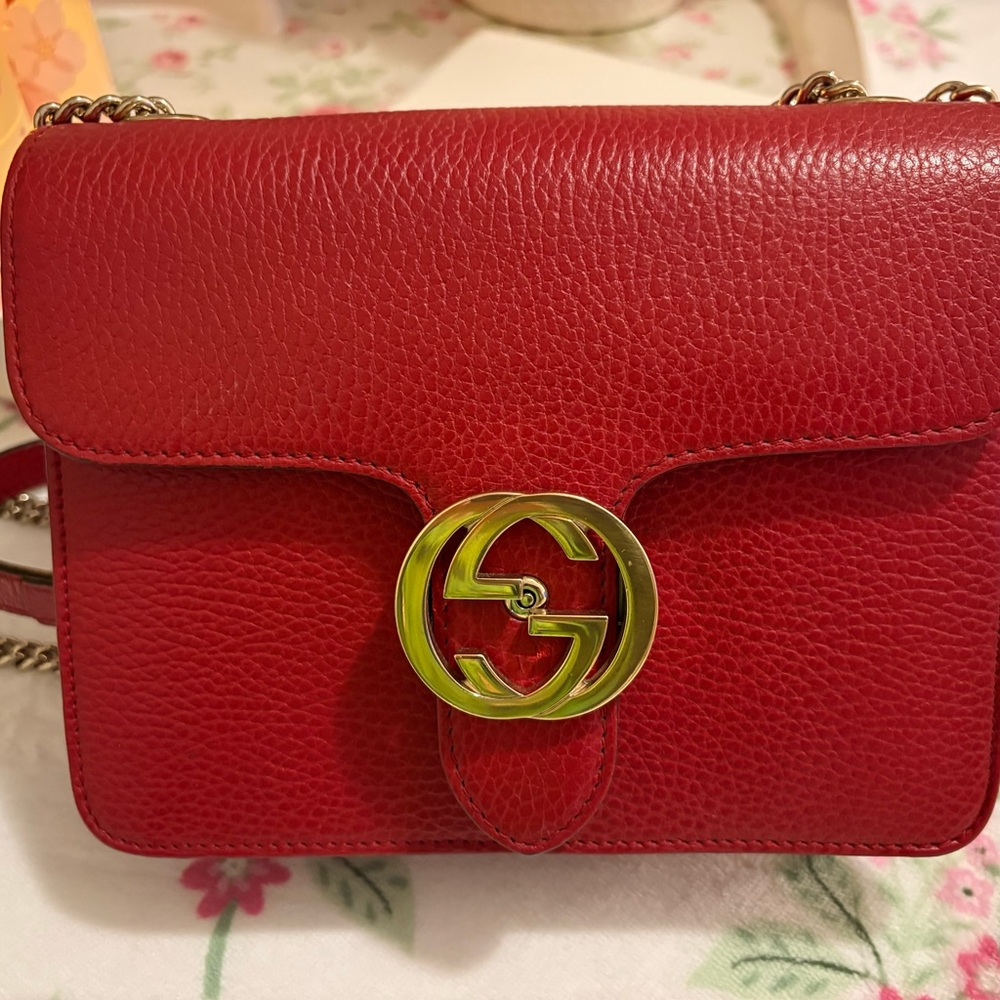 Gucci Red Crossbody Bag with Gold Accent